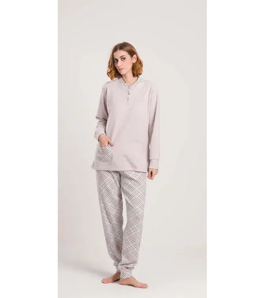 Gary Pigiama donna invernale collo serafino Punto Milano flanellato V50120CONF