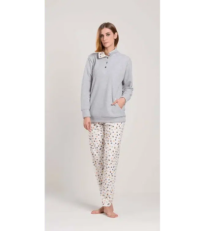 Gary Pigiama donna invernale serafino collo alto Punto Milano flanellato V50142