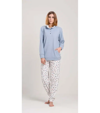 Gary Pigiama donna invernale serafino collo alto Punto Milano flanellato V50142