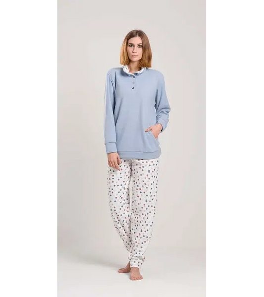 Gary Pigiama donna invernale serafino collo alto Punto Milano flanellato V50142