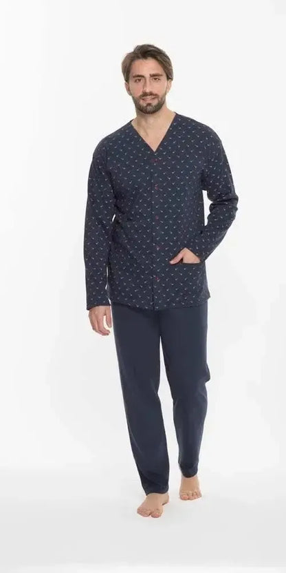 Gary Pigiama uomo aperto invernale interlock Q60022