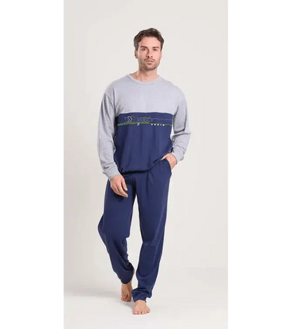 Gary Pigiama uomo girocollo invernale interlock V60035