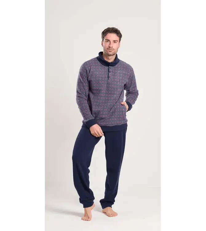 Gary Pigiama uomo invernale collo alto Punto Milano flanellato V60057