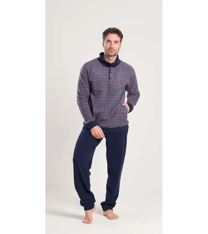 Gary Pigiama uomo invernale collo alto Punto Milano flanellato V60057