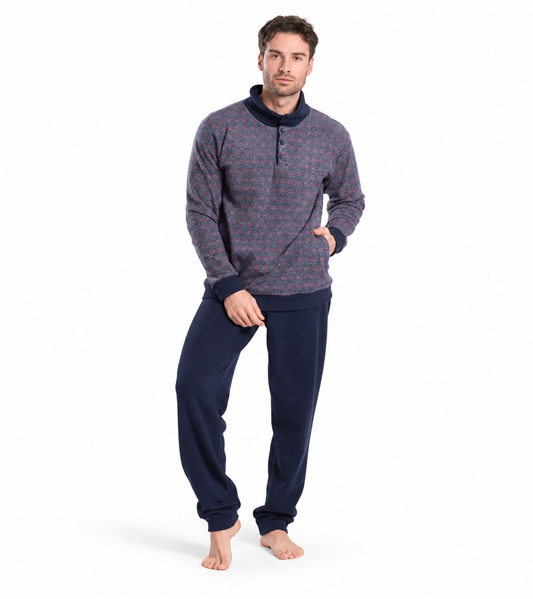 Gary Pigiama uomo invernale collo alto Punto Milano flanellato V60057