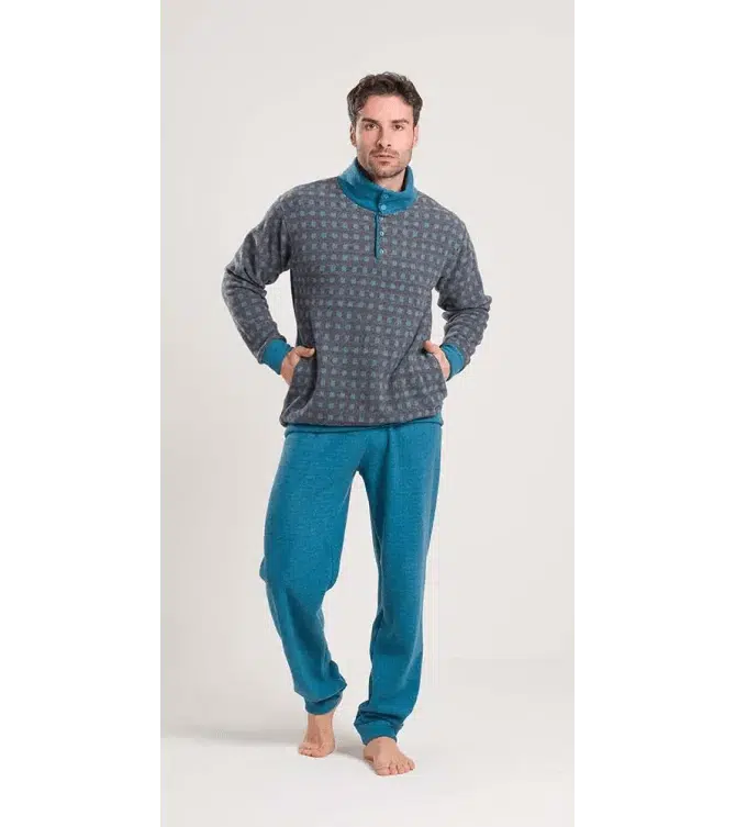 Gary Pigiama uomo invernale collo alto Punto Milano flanellato V60057