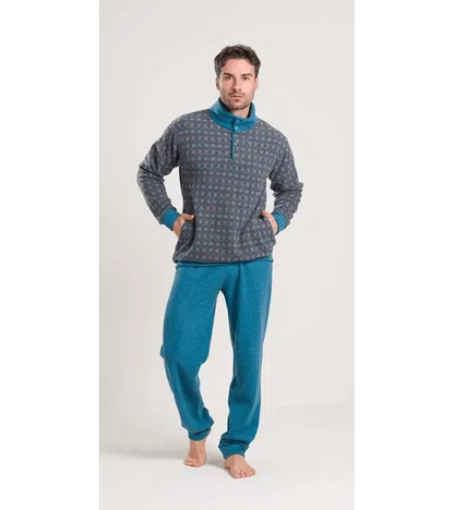 Gary Pigiama uomo invernale collo alto Punto Milano flanellato V60057