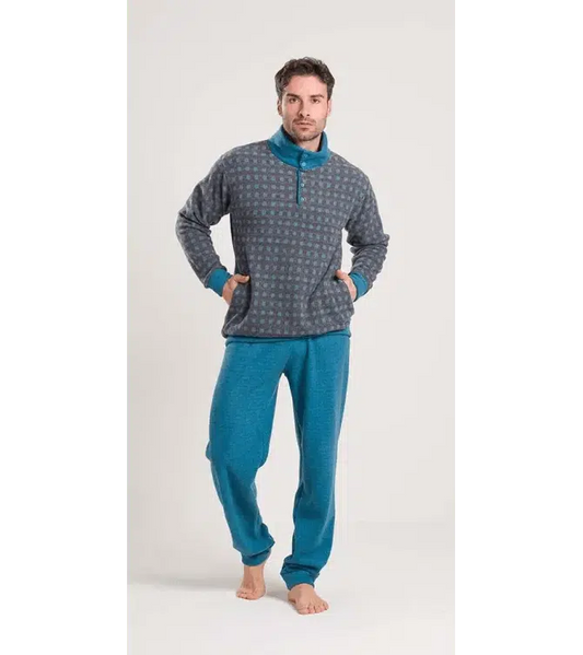 Gary Pigiama uomo invernale collo alto Punto Milano flanellato V60057