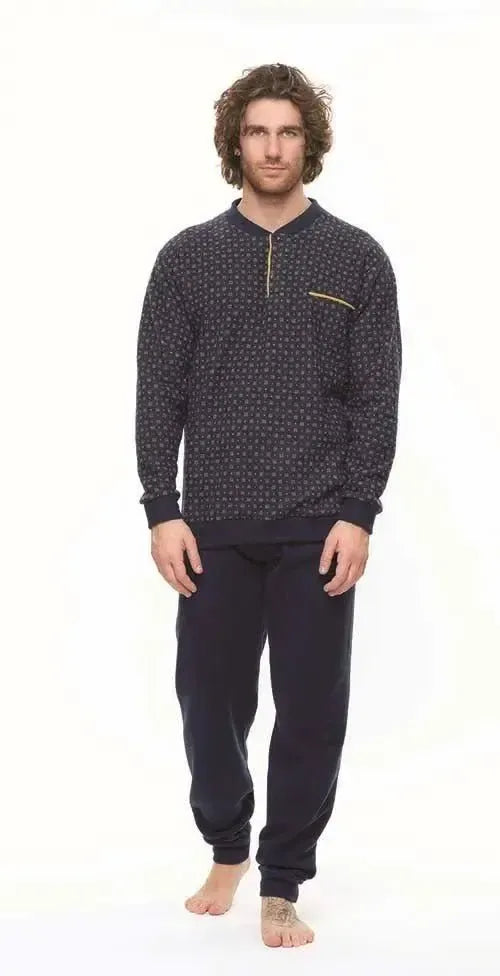 Gary Pigiama uomo invernale collo serafino Punto Milano flanellato S60090