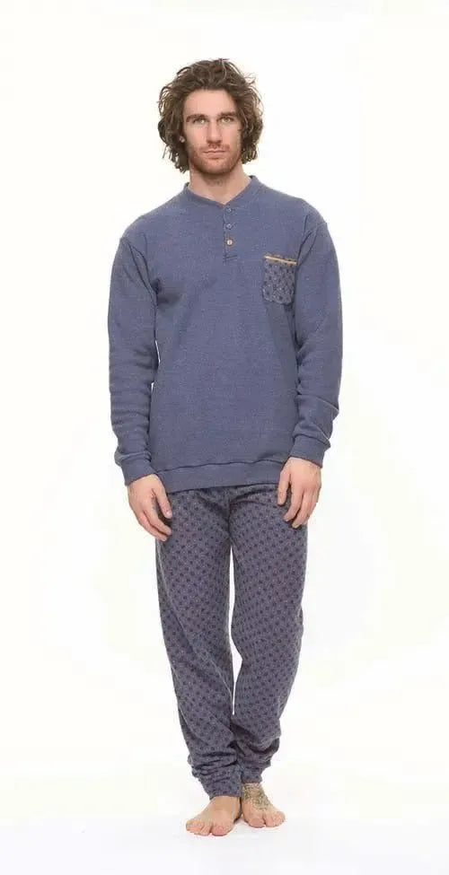 Gary Pigiama uomo invernale collo serafino Punto Milano flanellato S60091