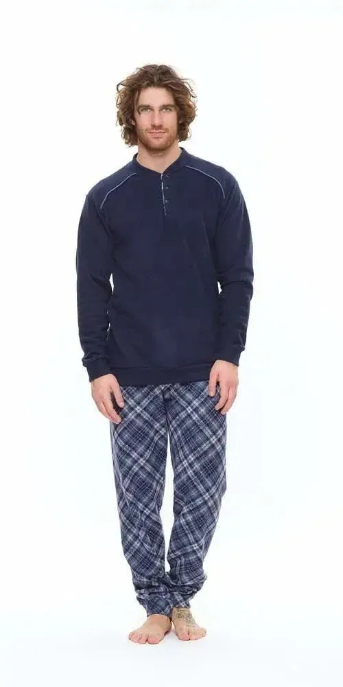 Gary Pigiama uomo invernale collo serafino Punto Milano flanellato S60111