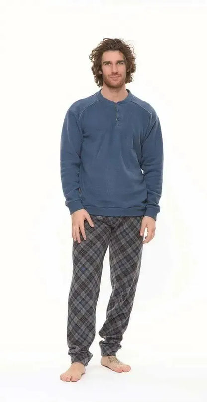 Gary Pigiama uomo invernale collo serafino Punto Milano flanellato S60111