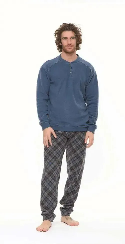 Gary Pigiama uomo invernale collo serafino Punto Milano flanellato S60111
