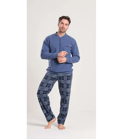 Gary Pigiama uomo invernale collo serafino Punto Milano flanellato V60076