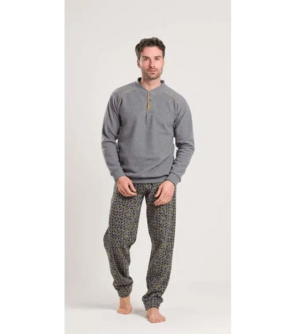 Gary Pigiama uomo invernale collo serafino Punto Milano flanellato V60090