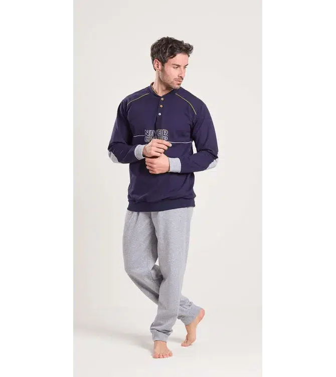 Gary Pigiama uomo invernale collo serafino felpato V60112