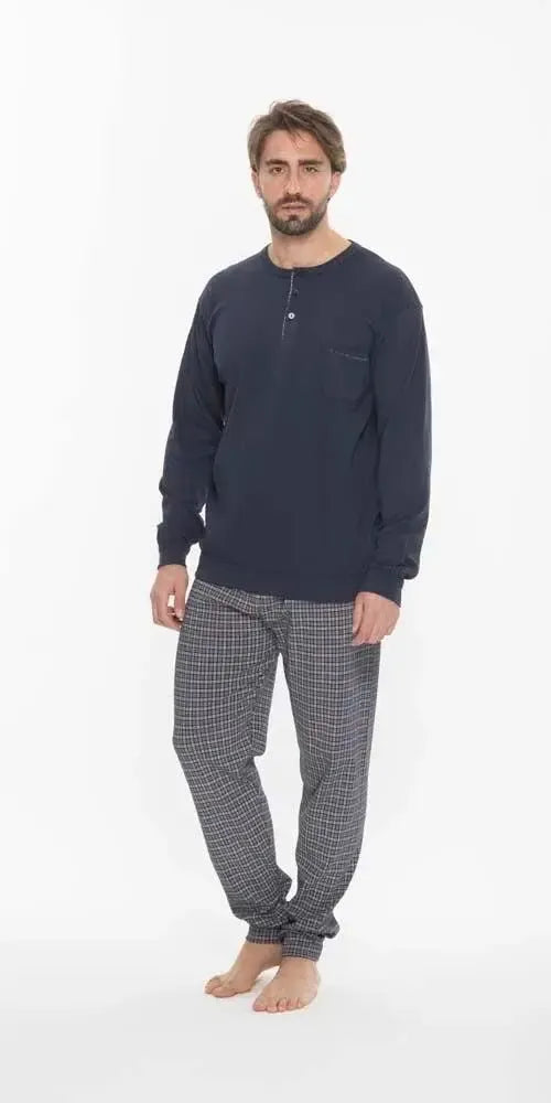 Gary Pigiama uomo serafino invernale interlock Q60010