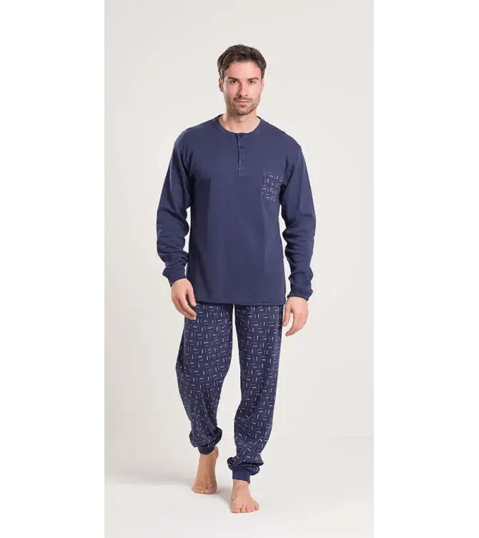 Gary Pigiama uomo serafino invernale interlock V60015
