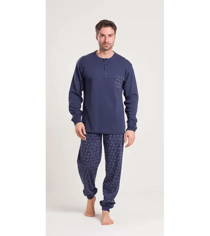 Gary Pigiama uomo serafino invernale interlock V60015