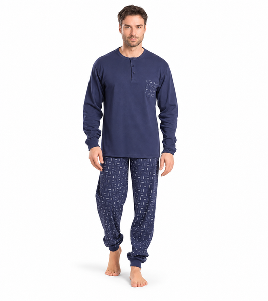 Gary Pigiama uomo serafino invernale interlock V60015