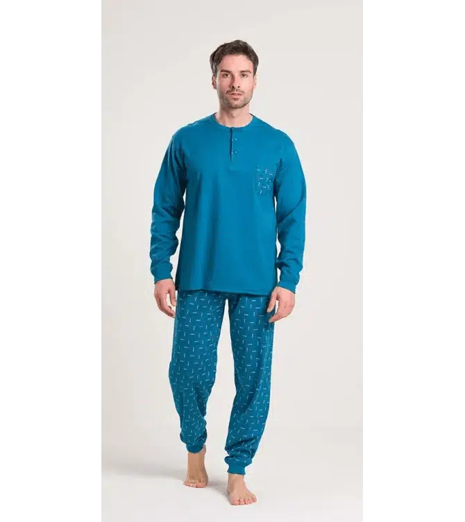 Gary Pigiama uomo serafino invernale interlock V60015