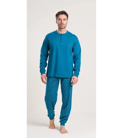 Gary Pigiama uomo serafino invernale interlock V60015