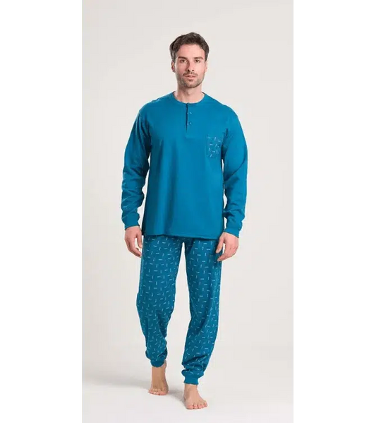 Gary Pigiama uomo serafino invernale interlock V60015