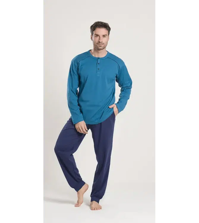 Gary Pigiama uomo serafino invernale interlock V60036