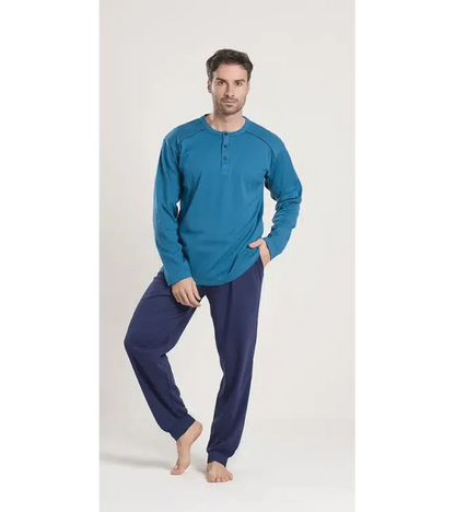 Gary Pigiama uomo serafino invernale interlock V60036