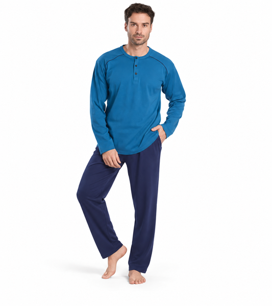 Gary Pigiama uomo serafino invernale interlock V60036