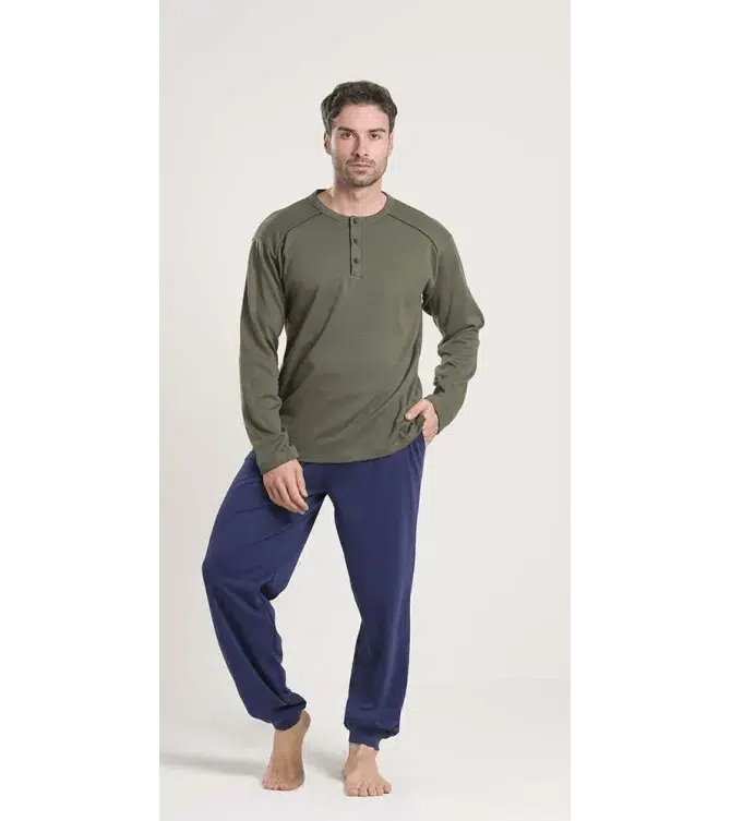 Gary Pigiama uomo serafino invernale interlock V60036