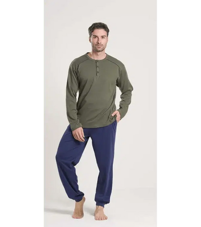 Gary Pigiama uomo serafino invernale interlock V60036