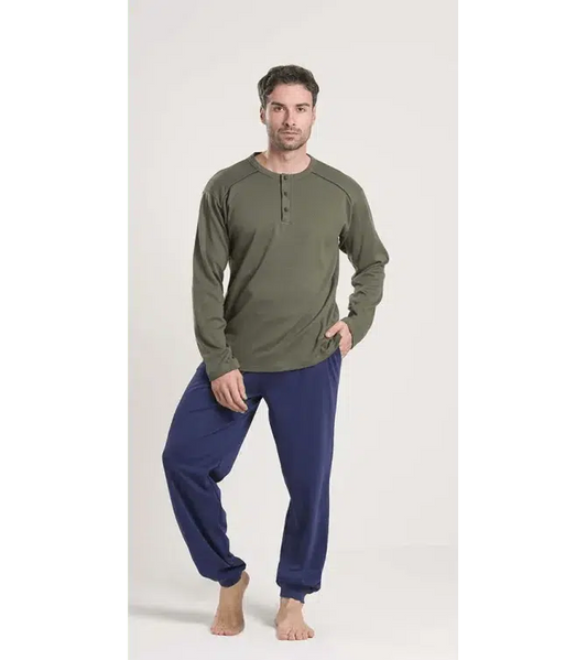 Gary Pigiama uomo serafino invernale interlock V60036
