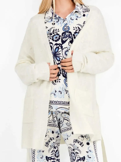 Giacca donna Gisela aperta con cintura in tricot 20319