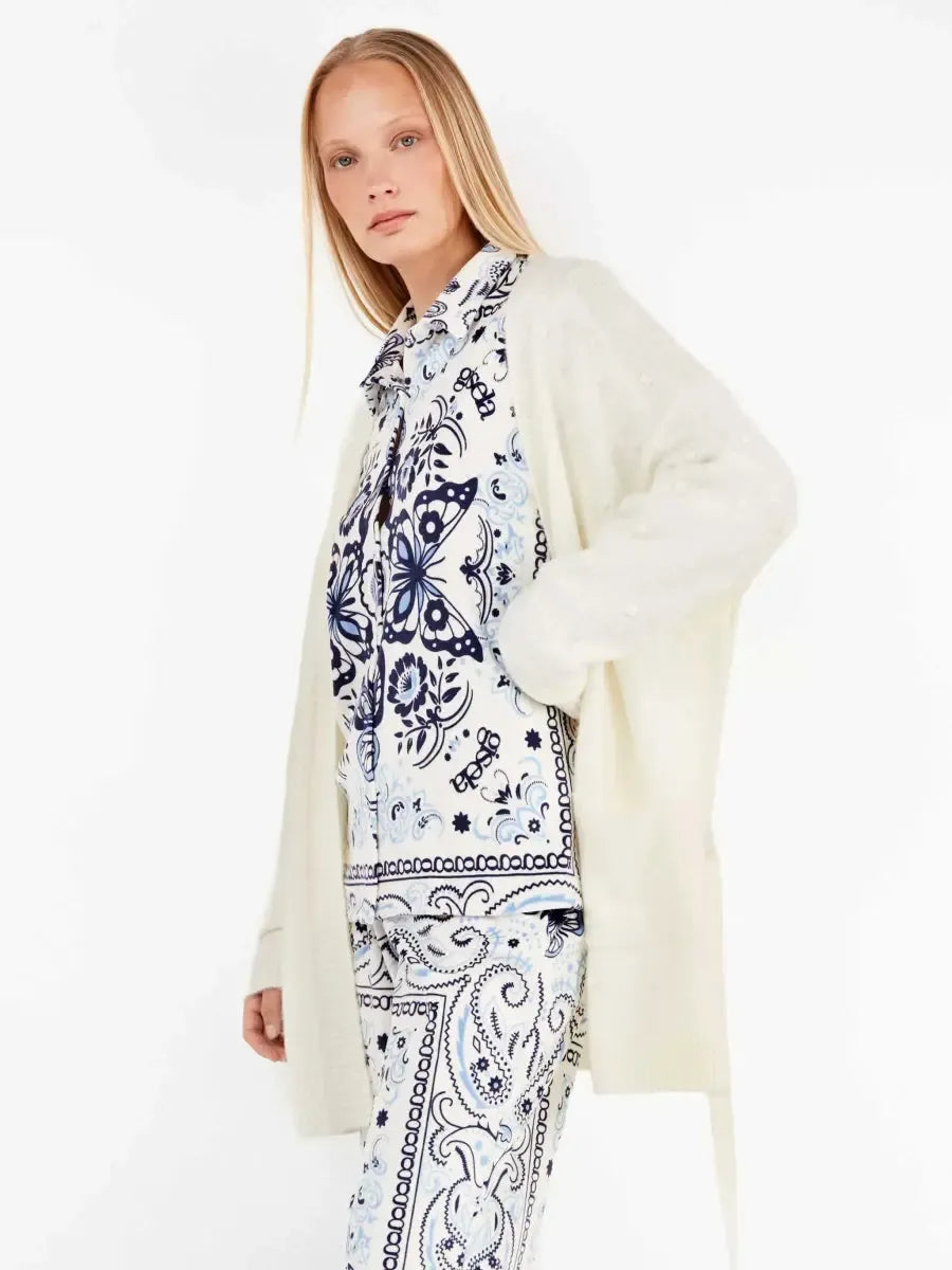 Giacca donna Gisela aperta con cintura in tricot 20319