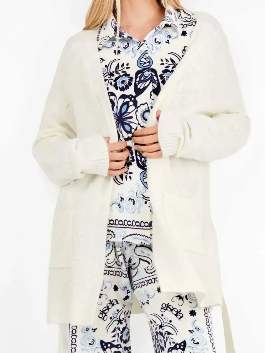 Giacca donna Gisela aperta con cintura in tricot 20319