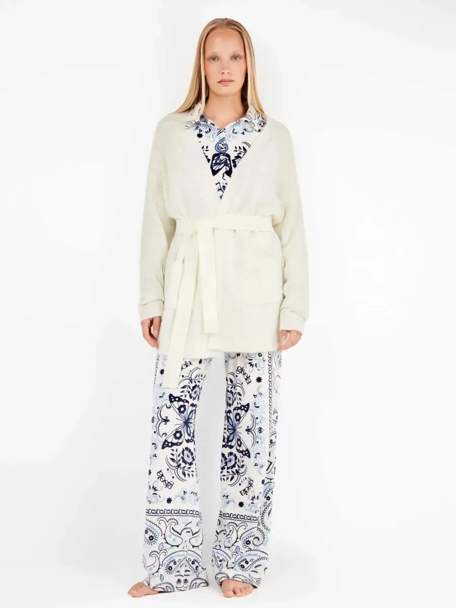 Giacca donna Gisela aperta con cintura in tricot 20319