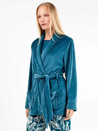 Giacca donna Gisela con cintura in ciniglia elasticizzata 20309