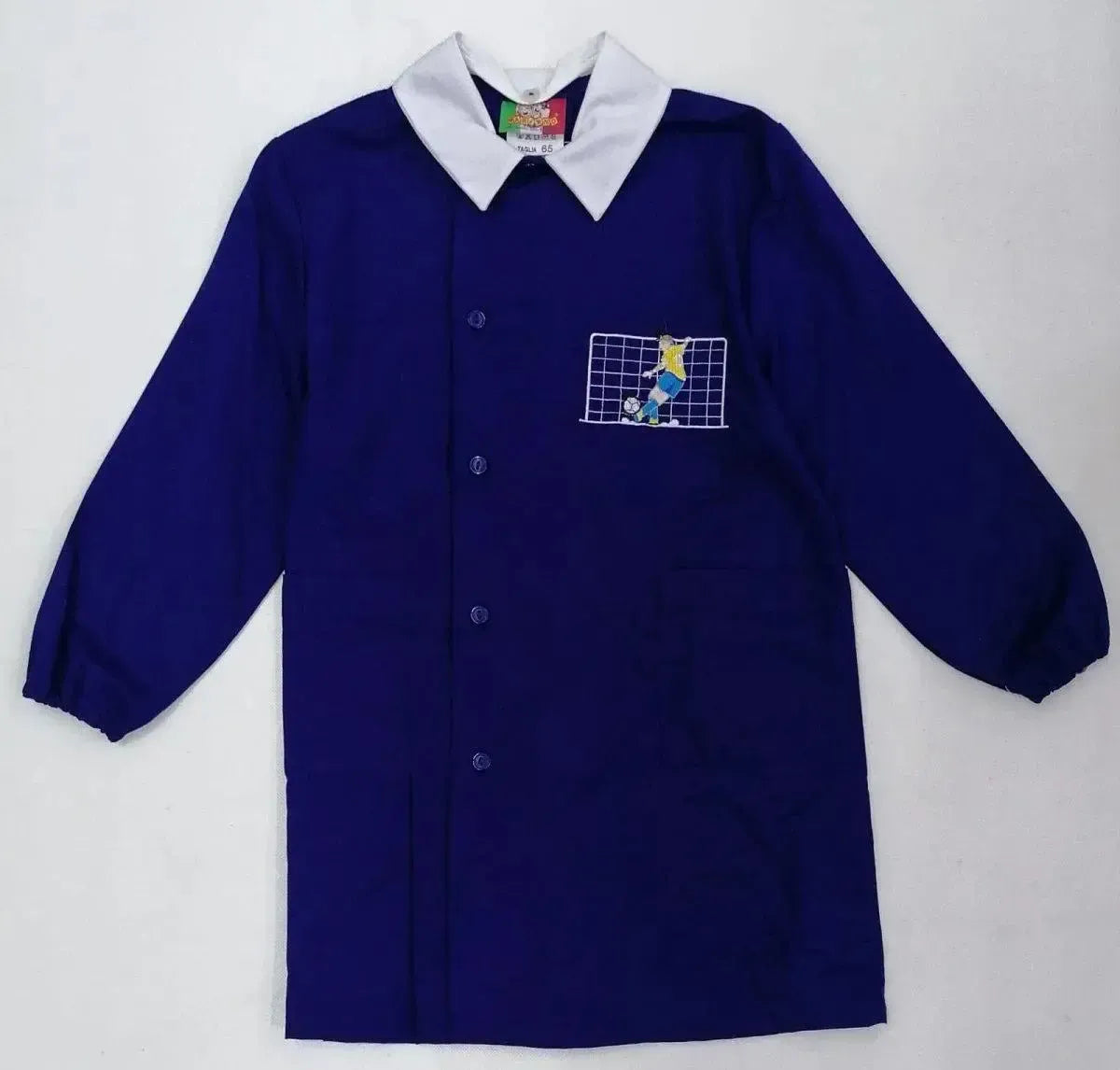 Grembiule Mariano scuola elementare bambino blu con abbottonatura laterale Calcio MN800