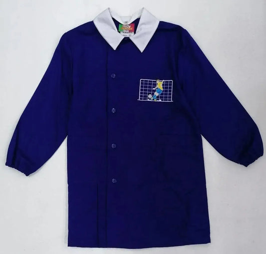 Grembiule Mariano scuola elementare bambino blu con abbottonatura laterale Calcio MN800