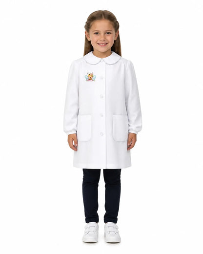Grembiule Scuola Bambina Siggi 4174 – Bianco con Ricamo Ape