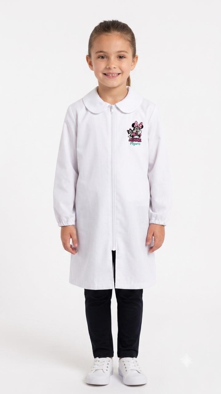Grembiule asilo bambina bianco con Zip ricamo Disney Minnie G102ZIPA26