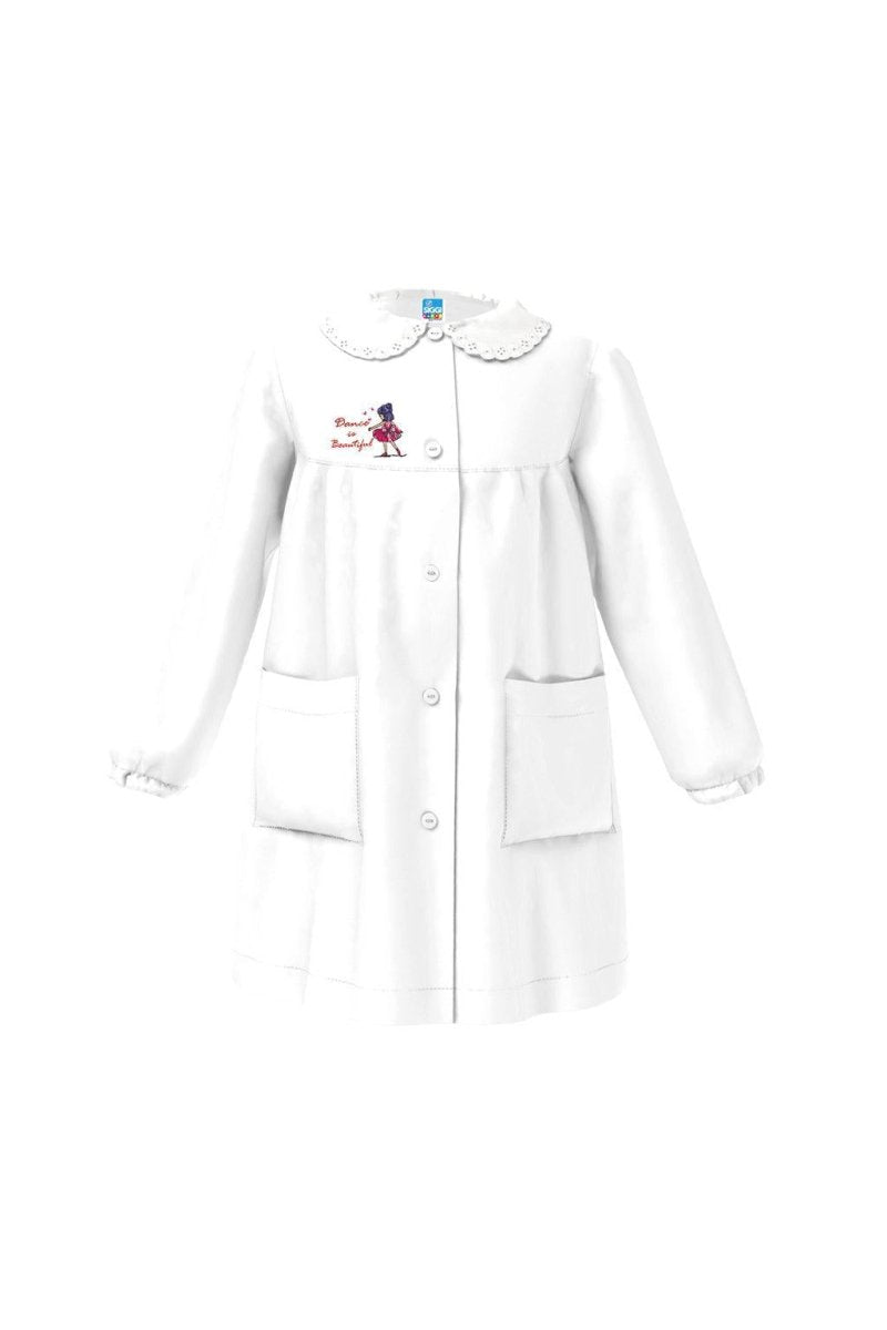 Grembiule asilo bambina con abbottonatura centrale Siggi made in Italy ricamo Dance 3568
