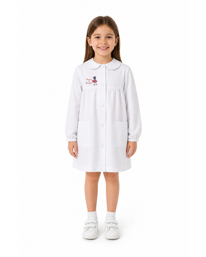 Grembiule asilo bambina con abbottonatura centrale Siggi made in Italy ricamo Dance 3568
