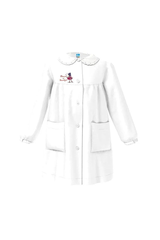 Grembiule asilo bambina con abbottonatura centrale Siggi made in Italy ricamo Dance 3568