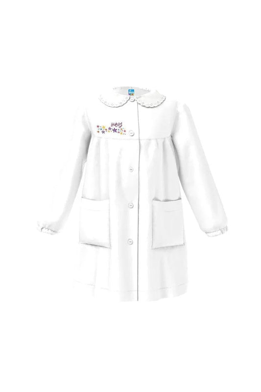 Grembiule asilo bambina con abbottonatura centrale Siggi made in Italy ricamo Lovely 3566