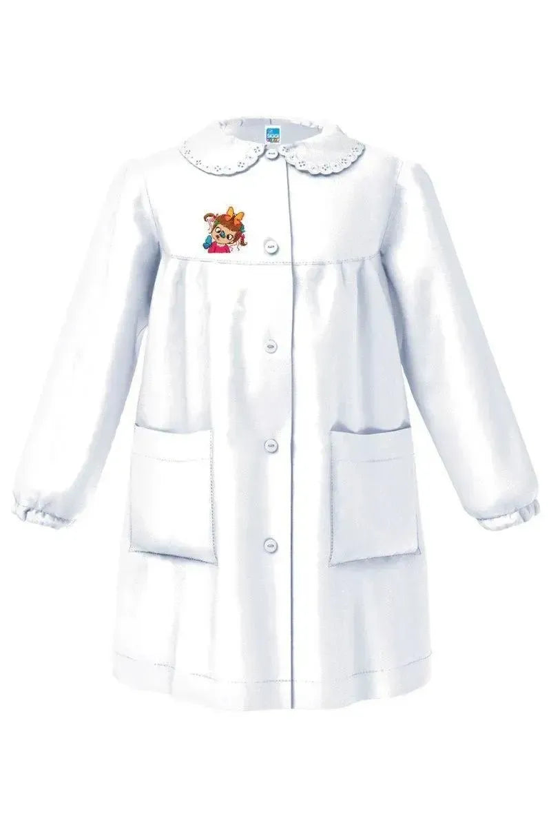 Grembiule asilo bambina con abbottonatura centrale Siggi made in Italy ricamo Pippi 4173