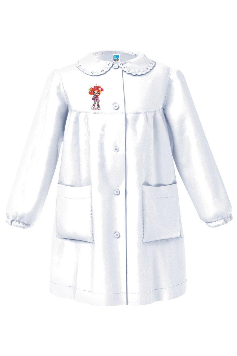 Grembiule asilo bambina con abbottonatura centrale Siggi made in Italy ricamo Treccine 4175