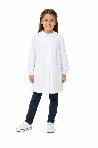 Grembiule asilo bambina con abbottonatura centrale Siggi made in Italy senza ricamo 2887