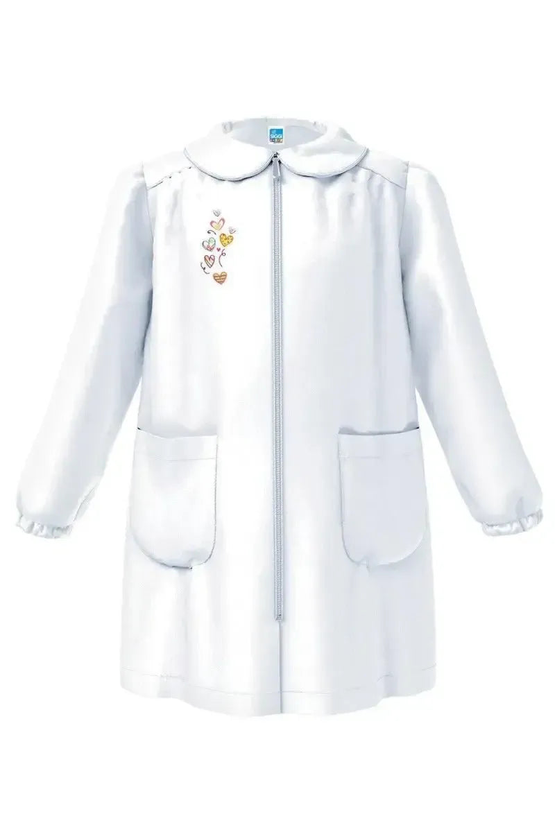 Grembiule asilo bambina con zip centrale Siggi made in Italy ricamo Cuori 4031